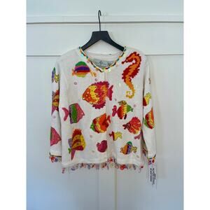 Design Options by Philip & Jane Gordon Fish Cardigan Size Large
